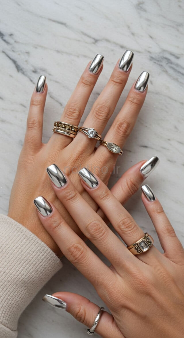 عکس خفن 75 مدل ناخن کروم کلیر